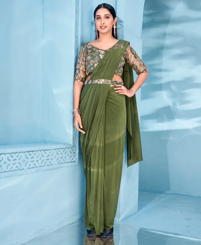 Amoha Trendz 102160 Designer Party Wear Readymade Sarees Exporters In India